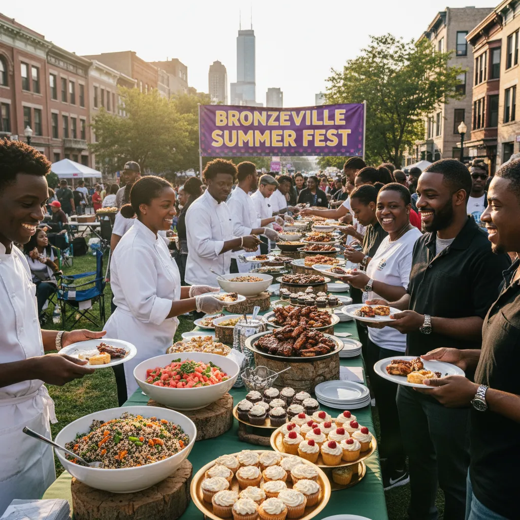 A vibrant outdoor event in Chicago's Bronzeville neighborhood