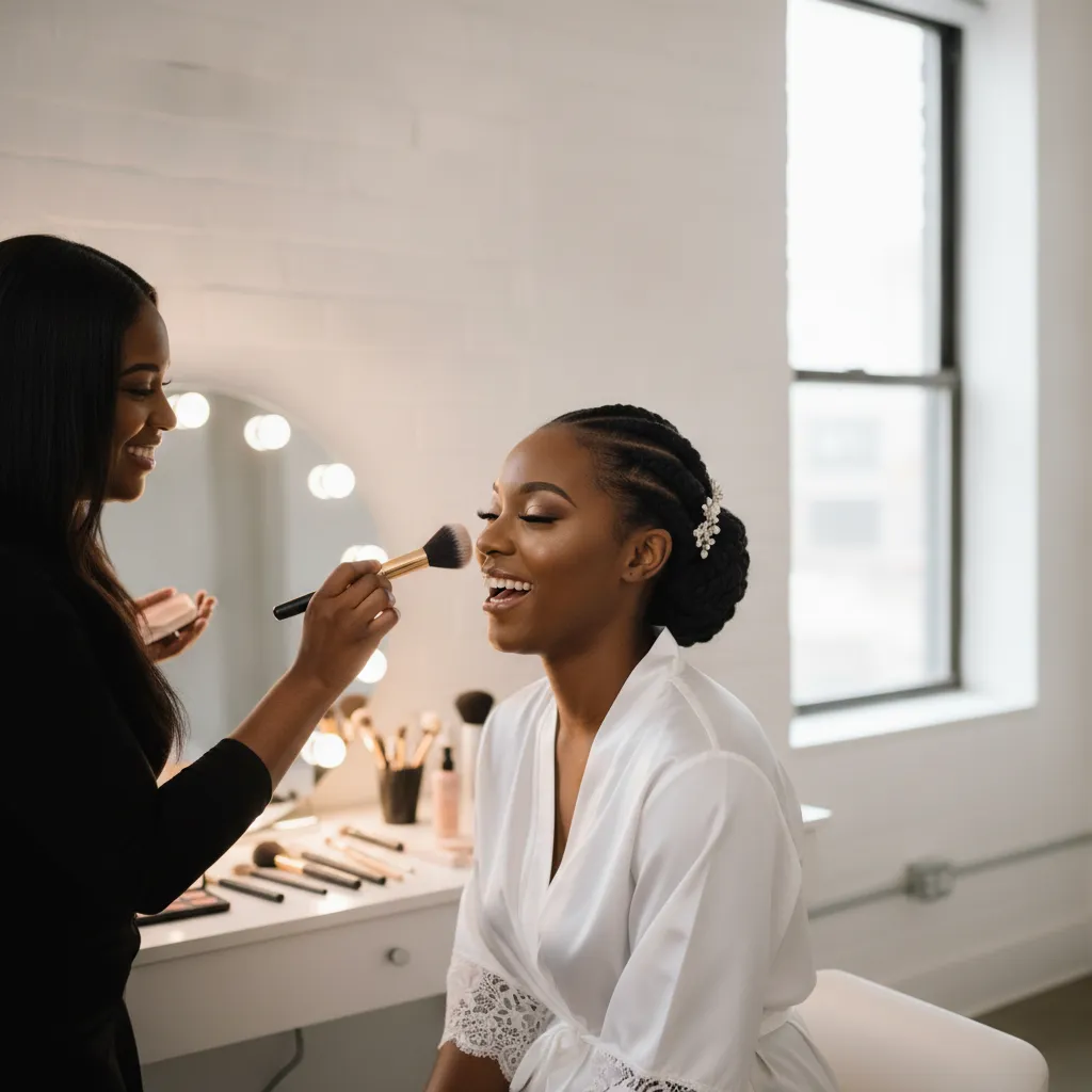 A Black bride with flawless, radiant makeup